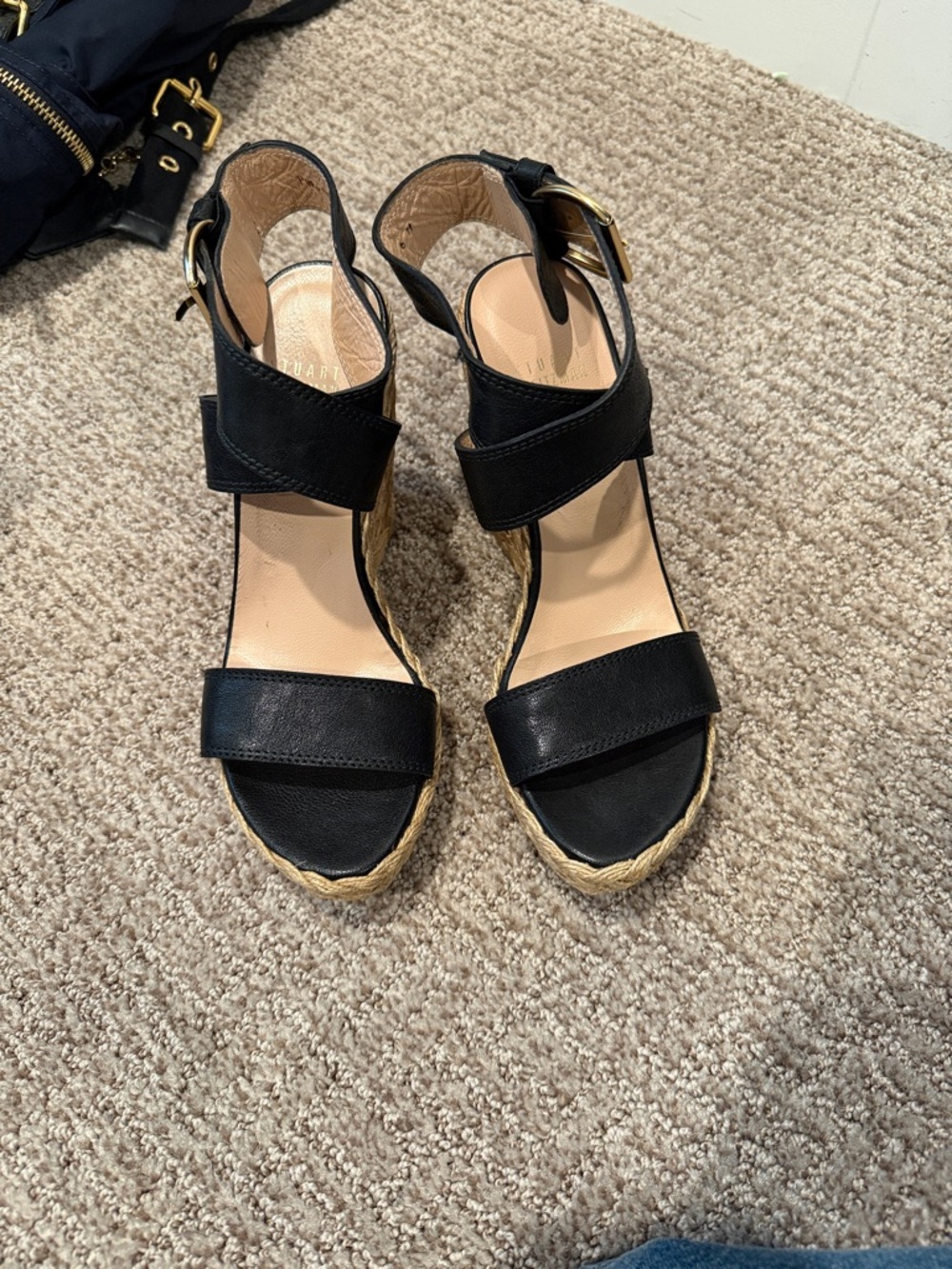 Black Espadrille Wedge Sandals - Stewart Weitzman